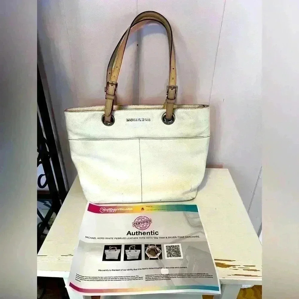 Michael Kors Bedford Medium Pebbled Leather Tote Bag With‎ COA